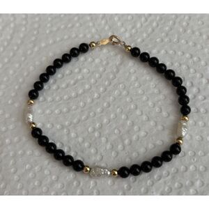 14k black onyx pearl bracelet